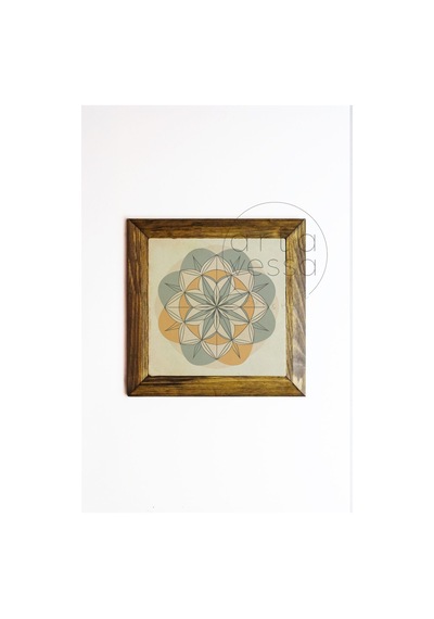 Artavessa Masif Ahşap Çerçeveli Taş Tablo Pano 26 x 26 cm - Yaşam Çiçeği 2