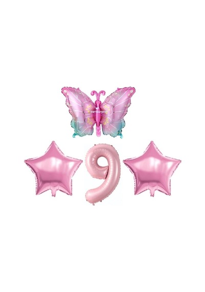 Pembe Kelebekli 9 Yaş Folyo Balon Set Sku: Zeusstkf5d769379a .