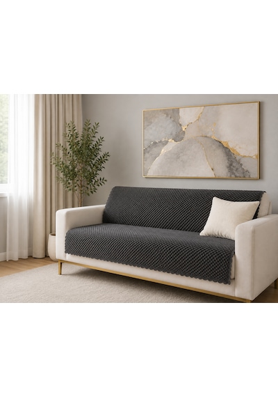 %100 Kaymaz Taban-pati Dostu Koltuk Örtüsü 170x 210 Cm Antrasist