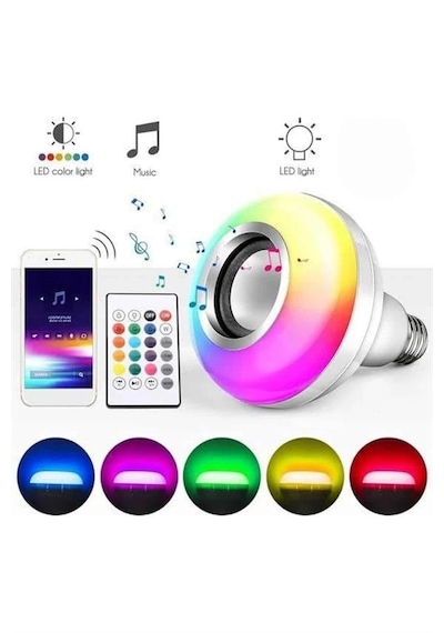 Hubrendy Tekno Bluetooth Hoparlör Akıllı Rgb Led Işık Renk Değiştirme Ses Bombası Ampül Görünümlü