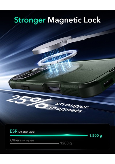 Esr Apple Uyumlu iPhone 16 Pro Cyber Tough Halolock Magsafe Stantlı Silikon Kılıf Green Green