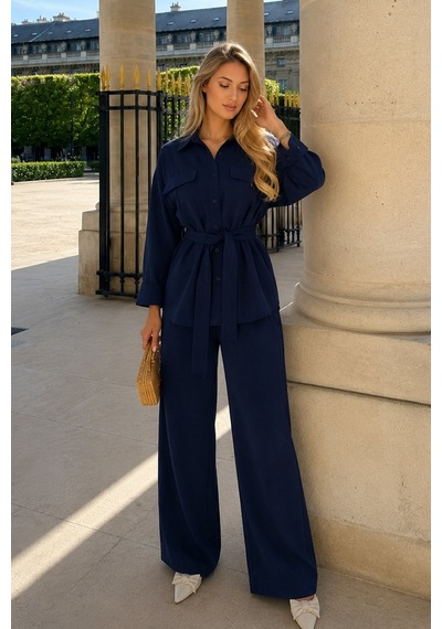 Seeh Lacivert Uzun Kollu Oversize Kadın Takım Sh338 Standart