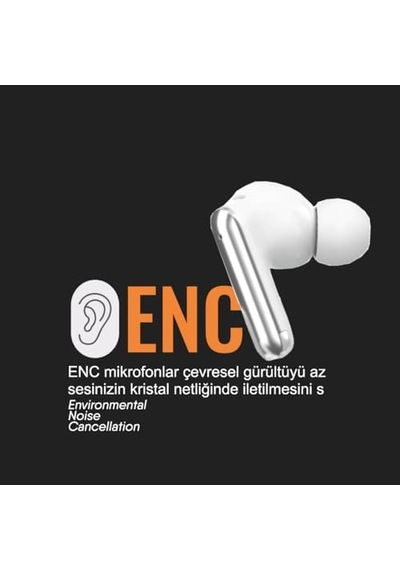 Neptün Bluetooth Kulaklık Enc & Anc Yedek Silikonlu Siyah