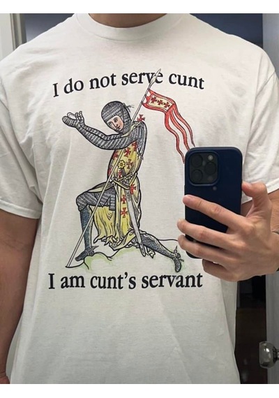 Startmore I Do Not Serve Cunt I Am Cunt's Servant Baskılı Tişört Dtf Trend Baskı Jesus Beyaz