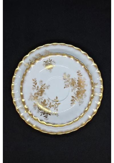 Antoinette Bone China Porselen Duble Kahve Fincanı Ve Tabakları 3 Parça 120 Ml Altın