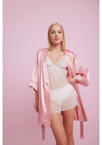 DeFacto Bridal Dantel Beyaz Askılı Pijama Üstü-Fall in Love B0208AX24SPWT46