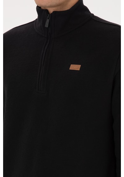 U.S. Polo Assn. Erkek Regular Fit Yarım Fermuarlı Siyah Basic Sweatshirt 50313802-VR046