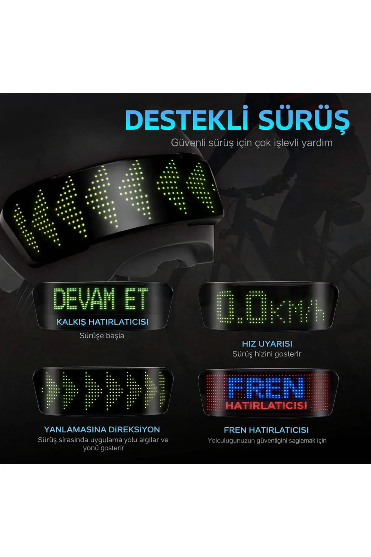 Akıllı Bluetooth Motorsiklet Kask Led Paneli - Uygulama Kontrollü Sinyal Ve Stop Lambası Diğer