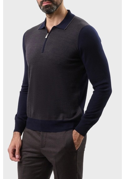 Gran Sasso Erkek Polo Yaka Kazak 43108 14713 598 Lacivert Lacivert