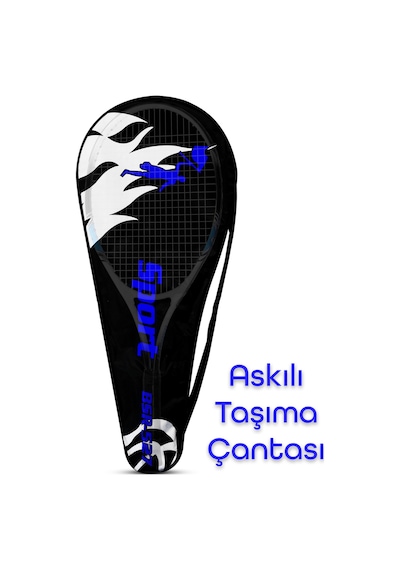 Deluxe 27 İnç Tenis Raketi Çantalı Yetişkin Tennis Racket L2 Grip 68 Cm Mavi 527