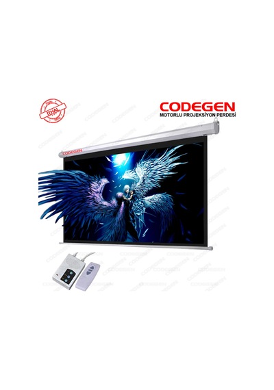 Codegen Ex-18 Motorlu Projeksiyon Perdesi 180x180 Elektrikli Uzaktan Kumandalı Arkası Siyah Fonlu - Duvar/tavan Asılabilir