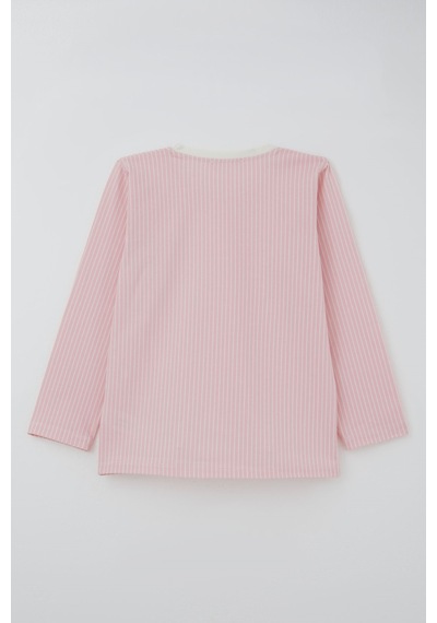 Breeze Kız Çocuk Pijama Takımı Rüya Çizgili 4-8 Yaş, Pembe