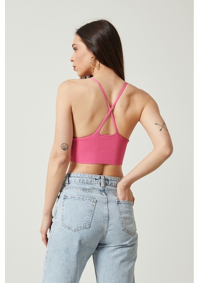 Twenty3 Kadın Super Crop Sırt Detaylı Triko Büstiyer Bluz 001