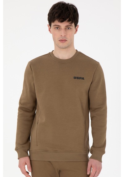U.S. Polo Assn. Erkek Regular Fit Bisiklet Yaka Haki Sweatshirt 50292362-VR027