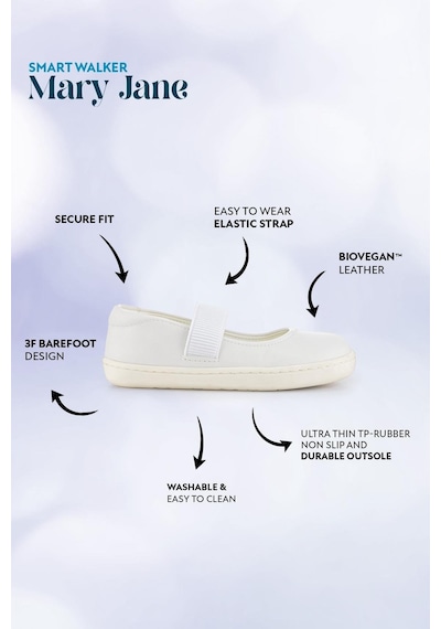 Smart Walker Mary Jane Havalı Beyaz Barefoot Kız Babet Ayakkabı Beyaz