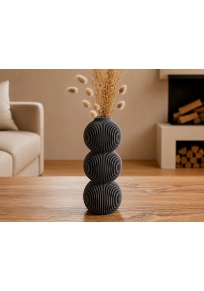 3d Baskı Modern 3 Küre Dekoratif Vazo - Minimal Çiçek Vazosu, Masaüstü Ev Ve Ofis Dekoru-gri Çok Renkli