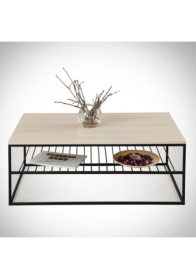 Etna Orta Sehpa Metal & Orta Masa Açık Meşe / Metal Ayaklı Sehpa