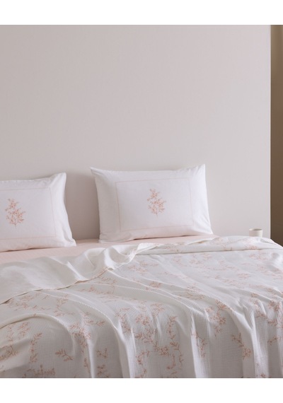 Madame Coco Maria King Size %100 Pamuk Karde Baskılı Pike Takımı - Pembe 8684427310670 Çok Renkli