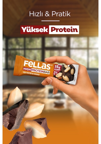 Yüksek Protein Bar - Yer Fıstıklı Ve Kakaolu 45 G X 12 Adet