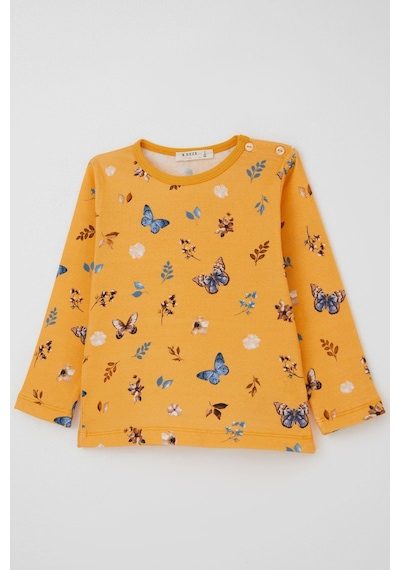 Bebeğiz Breeze Kız Bebek Pijama Takımı Bahar Temalı Kelebek Rüyası 9 Ay-3 Yaş, Sarı Sarı
