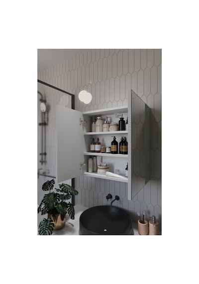 2 Aynalı Banyo Dolabı İki Kapaklı Lavabo Üstü Banyo Dolabı Beyaz