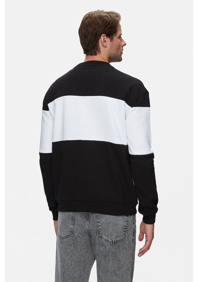 Ucla Archer Siyah Bisiklet Yaka Nakışlı Loose Fit Erkek Sweatshirt Siyah