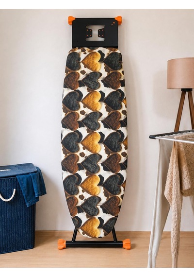 5d Özel Kumaş Keçeli Ütü Masası Kılıfı Masaya Göre Ayarlanabilir İpli Stoperli 55x140cm Tüylü Kalp Çok Renkli
