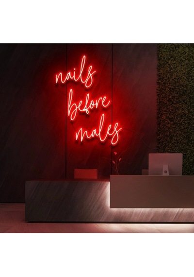 Nails Before Males Yazılı Neon Tabela Kırmızı
