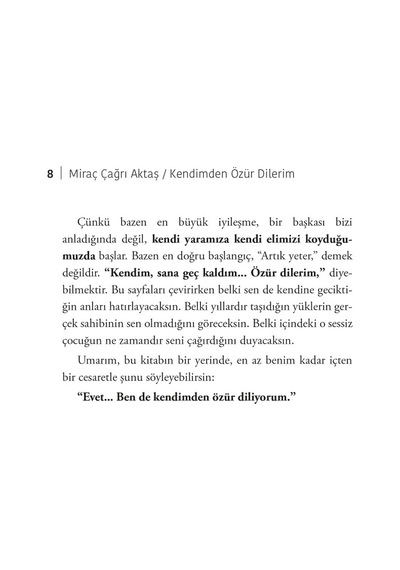 İndigo Kitap Kendimden Özür Dilerim - Miraç Çağrı Aktaş