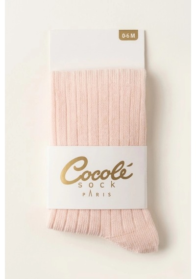 Cocole Socks Kız Bebek Külotlu Çorabı Pamuklu Açık Pembe Derby Çizgili 0-24 Ay