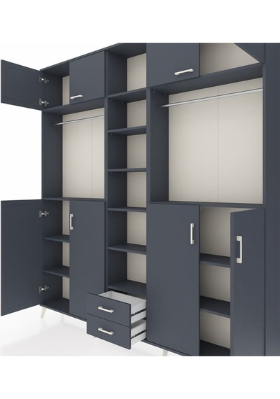 Arges Dolap 14 Raflı 2 Çekmeceli 2 Askılı 220x30x243 Antrasit-antrasit/antrasit Antrasıt/antrasıt Arges Dolap 14 Raflı 2 Çekmeceli 2 Askılı 220x30x243 Antrasit-antrasit/antrasit Antrasıt/antrasıt
