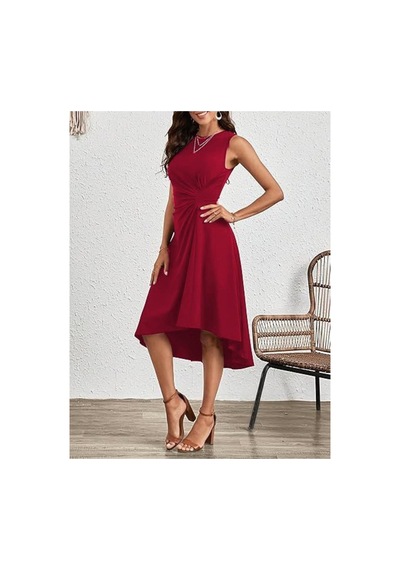 Butik İstanbul Kadın Sıfır Kollu Bisiklet Yaka Büzgülü Asimetrik Kesim Detaylı Janjan Krep Elbise Kırmızı Butik İstanbul Kadın Sıfır Kollu Bisiklet Yaka Büzgülü Asimetrik Kesim Detaylı Janjan Krep Elbise Kırmızı