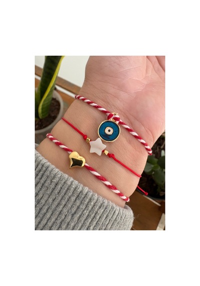 Nazar Boncuğu Kalp Marteniçka Dilek Bilekliği Ve Kırmızı İp Bileklik Altın Altın Nazar Boncuğu Kalp Marteniçka Dilek Bilekliği Ve Kırmızı İp Bileklik Altın Altın