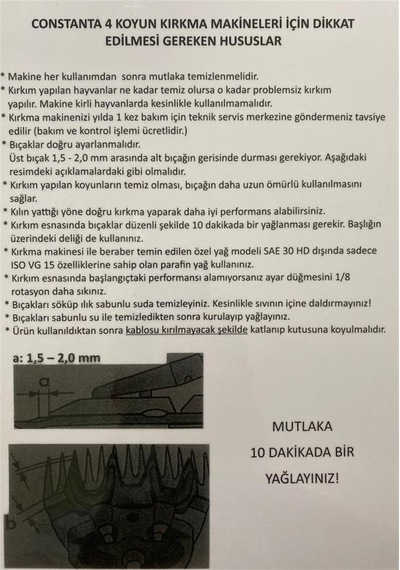 Kerbl Constanta 4 Koyun Traş Makinası Bıçak Hediyeli 18993