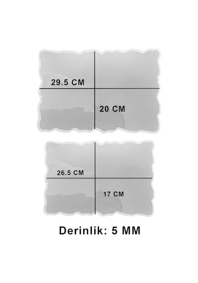 Tahtakale Toptancı Epoksi Dikdörtgen Dalgalı Söz Ve Nişan Tepsi Kalıbı Seti 2 Li
