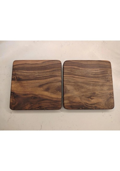 2 Adet Ceviz Ağacı Nihale 16x16 Cm Doğal Masif Ahşap Tencere & Çaydanlık Altlığı