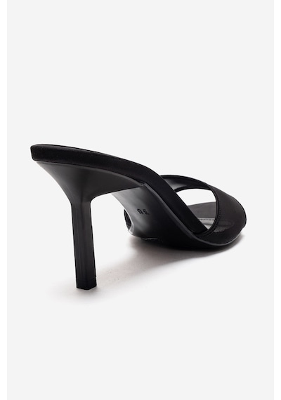 Luvishoes Monroe Siyah File Detaylı Kadın İnce Topuklu Terlik