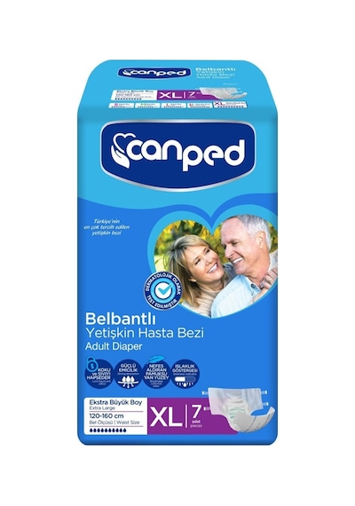 Canped Belbantlı Yetişkin Hasta Bezi Extra Büyük Boy XL 7'Li