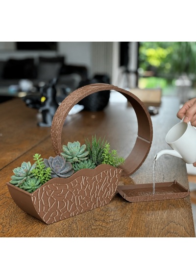 3d Baskı Self-watering Planter - Kendi Kendini Sulayan Saksı-kahverengi Çok Renkli