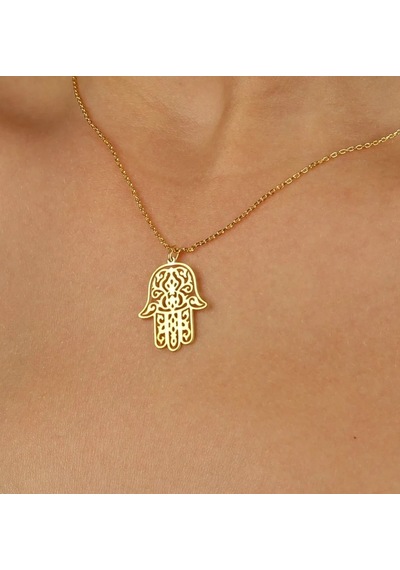 Kahveci.store Özel Tasarım Altın Veya Gümüş Renk Hamsa Kolye 22