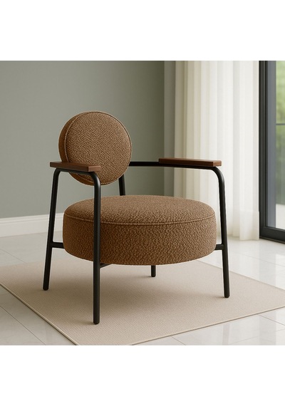 Azra Mobilya Venüs Metal Ayaklı Modern Berjer Koltuk - Soft Kumaşlı, Renk Seçenekli, 60x60 Cm - Vizon Bej