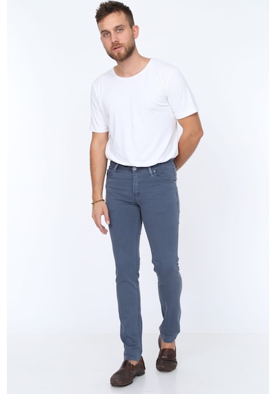 Digital Jeans Dar Kesim Erkek Likralı Açık Gri Kot Pant Petrol Mavi Açık Gri
