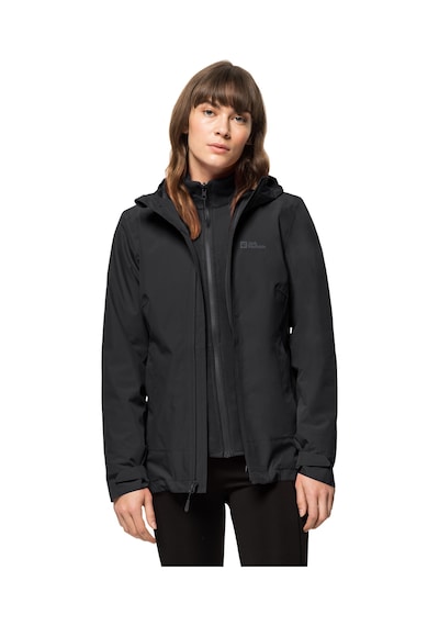 Jack Wolfskin Moonrise 3IN1 Kadın Su Geçirmez Outdoor Mont Siyah