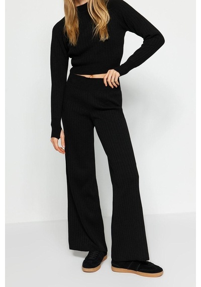 Ersefa Tarz Kadın Modern Moda Normal Bel Boru Paça Dik Yaka Crop Parmak siyah