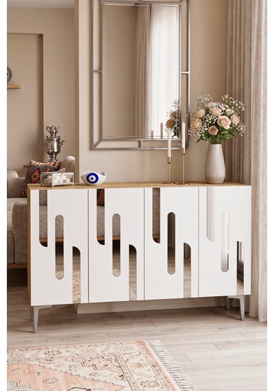 Ka1229dbs Ece120 Konsol, Kahve Köşesi Ve Tv Sehpası, Çok Amaçlı Dolap Safirmeşe - Beyaz - Sılver 120cm Ka1229dbs Ece120 Konsol, Kahve Köşesi Ve Tv Sehpası, Çok Amaçlı Dolap Safirmeşe - Beyaz - Sılver 120cm