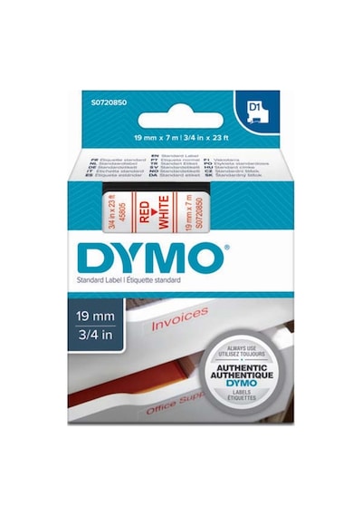 Dymo D1 Şerit Standart 19 Mmx7 Mt Beyaz Üzerine  Kırmızı 45805