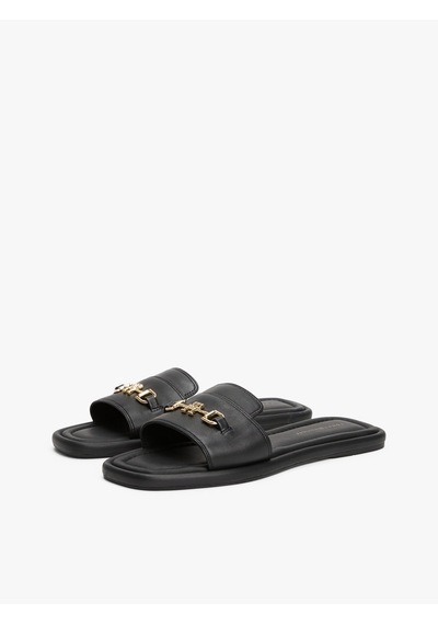 Tommy Hilfiger Leather Horsebıt Mule Kadın Siyah Sandalet - Fw0fw08420
