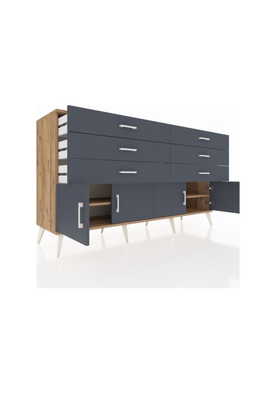 Hyperion Konsol 2 Raflı 6 Çekmeceli 4 Kapaklı 176x44x99 Çam-antra Çam-antrasit Hyperion Konsol 2 Raflı 6 Çekmeceli 4 Kapaklı 176x44x99 Çam-antra Çam-antrasit