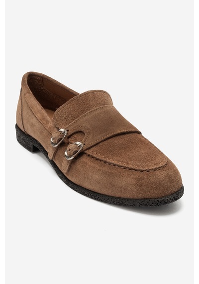 Luvi Shoes Daly Toprak Süet Hakiki Deri Tokalı Kadın Loafer Ayakkabı