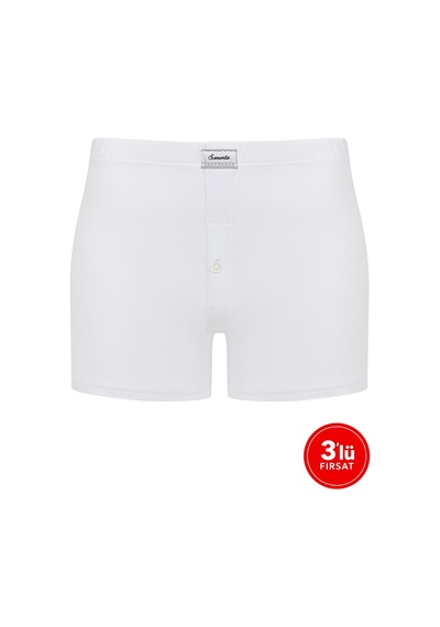 Sementa Sam Erkek Modal Düğmeli Boxer 3'Lü Paket - Beyaz